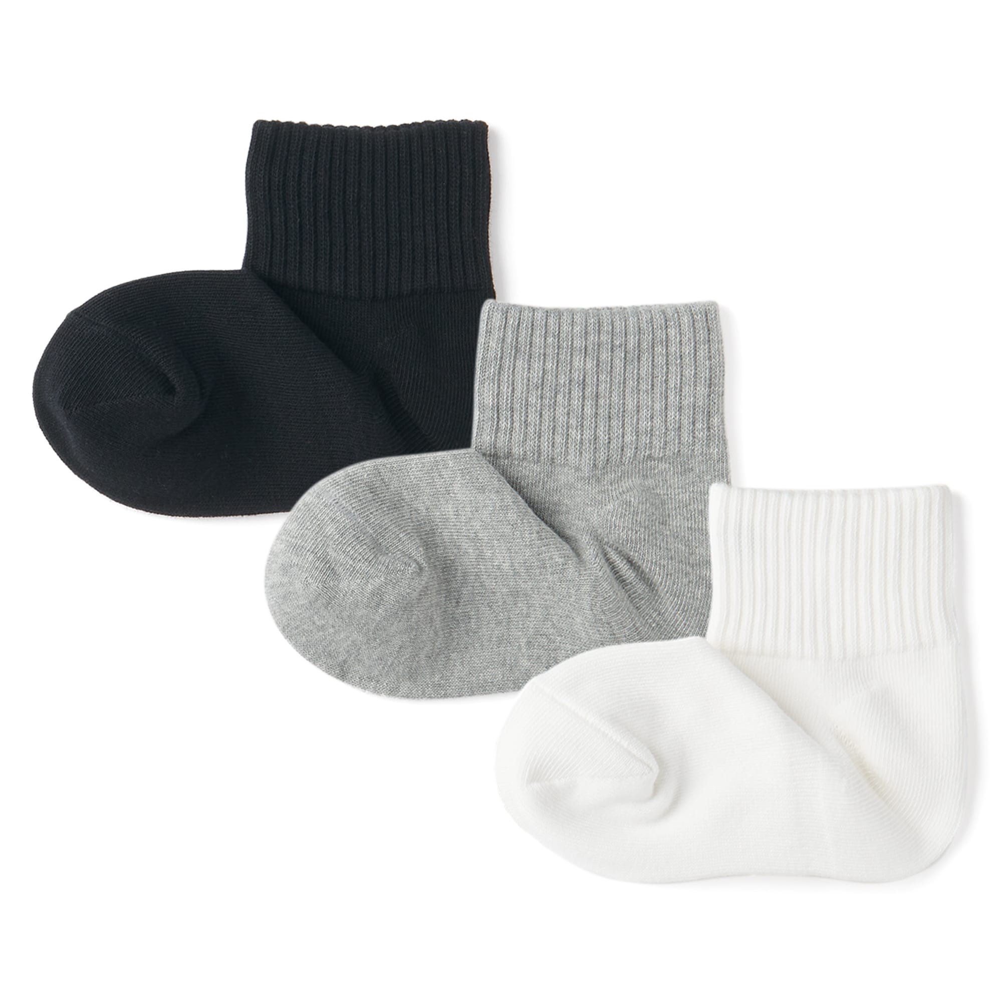 キッズ　足なり直角　ショート丈靴下（３足組）