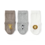 ベビー　足なり直角　動物柄　靴下（３足組）