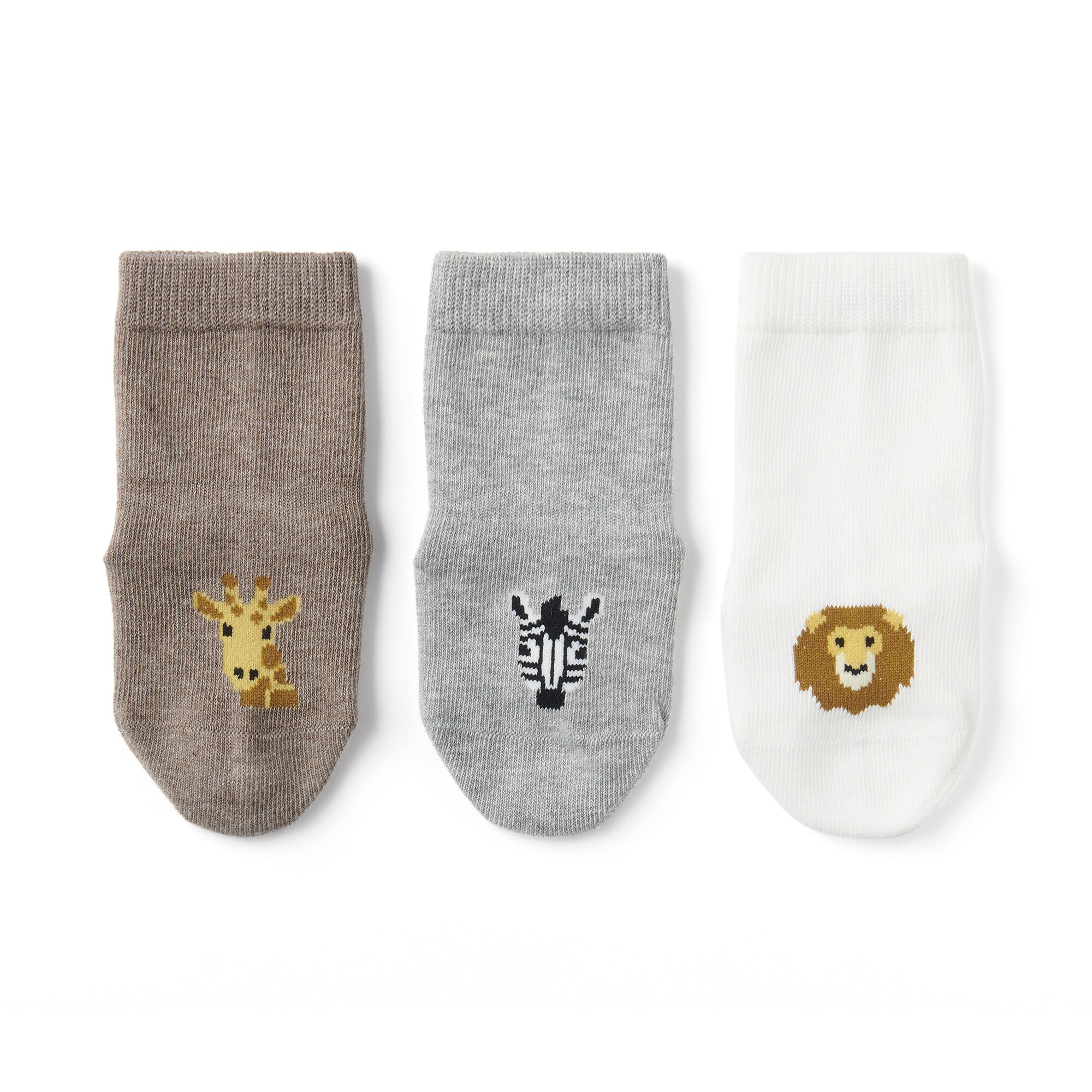 ベビー　足なり直角　動物柄　靴下（３足組）