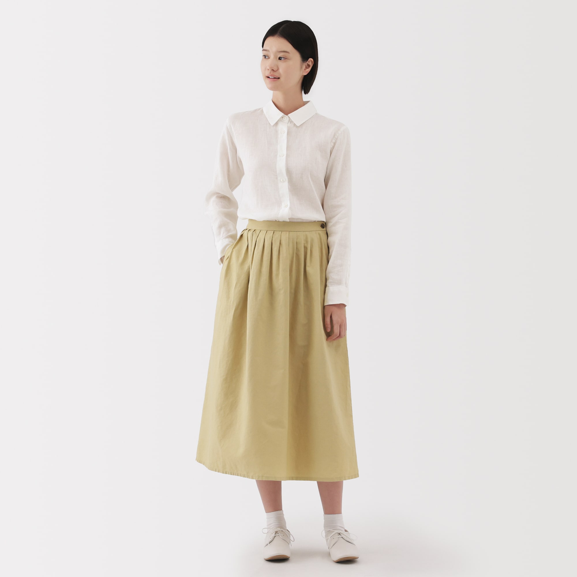 婦人 リネン 洗いざらしレギュラーカラー長袖シャツ | 無印良品