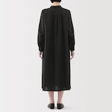 婦人　リネン　洗いざらし長袖シャツワンピース