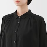 婦人　リネン　洗いざらし長袖シャツワンピース