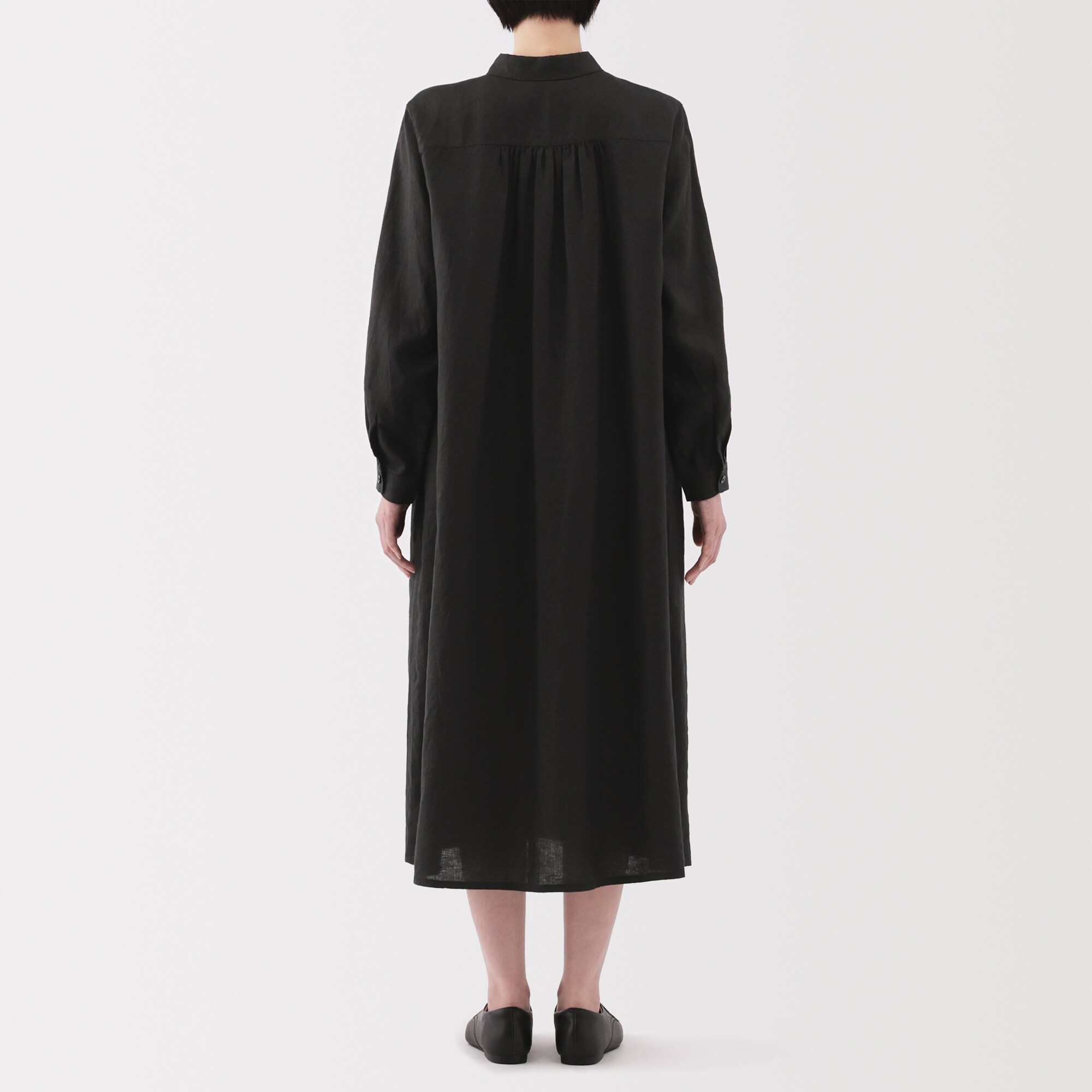 婦人 リネン 洗いざらし長袖シャツワンピース | 無印良品