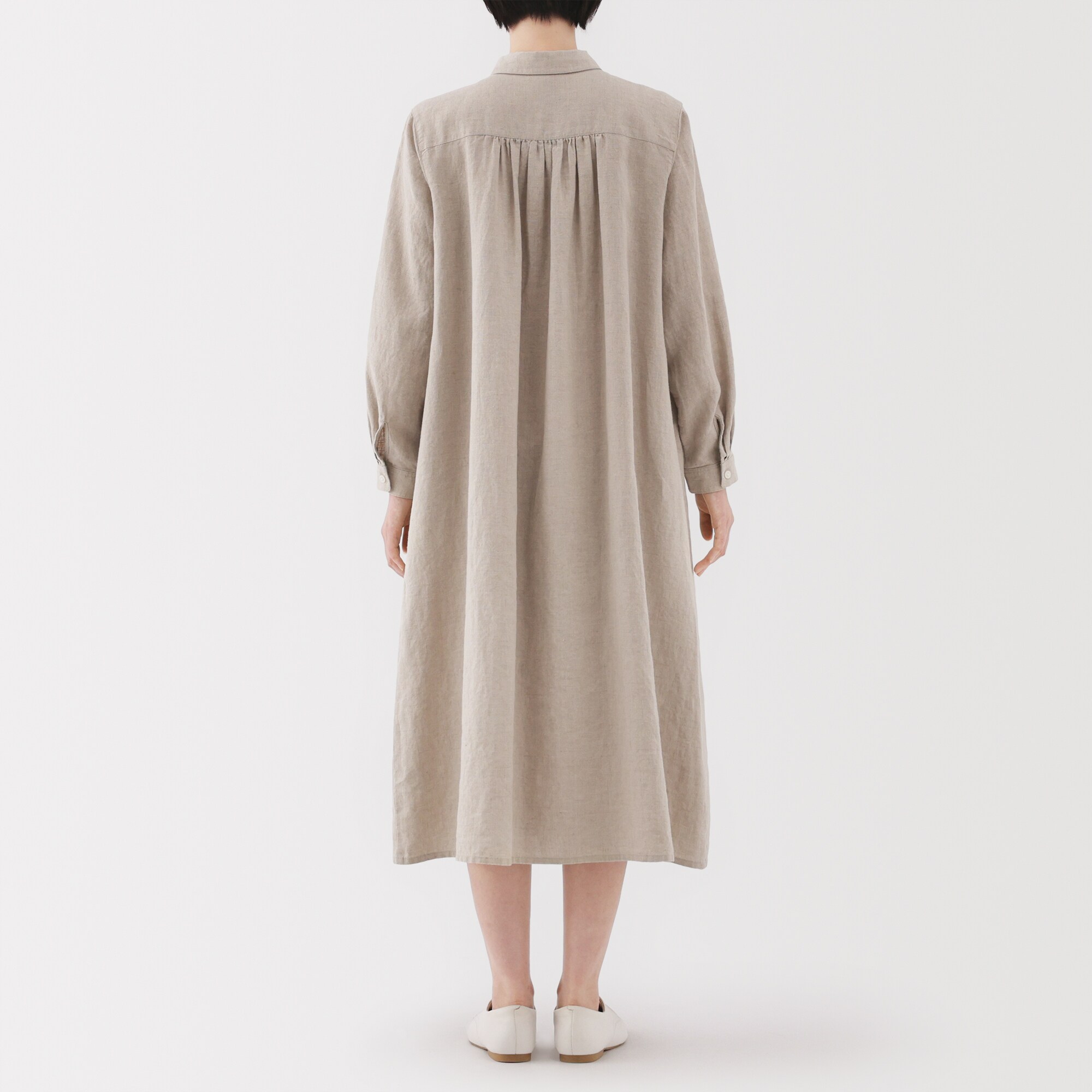 婦人 リネン 洗いざらし長袖シャツワンピース | 無印良品