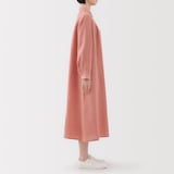 婦人　リネン　洗いざらし長袖シャツワンピース