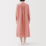 婦人　リネン　洗いざらし長袖シャツワンピース