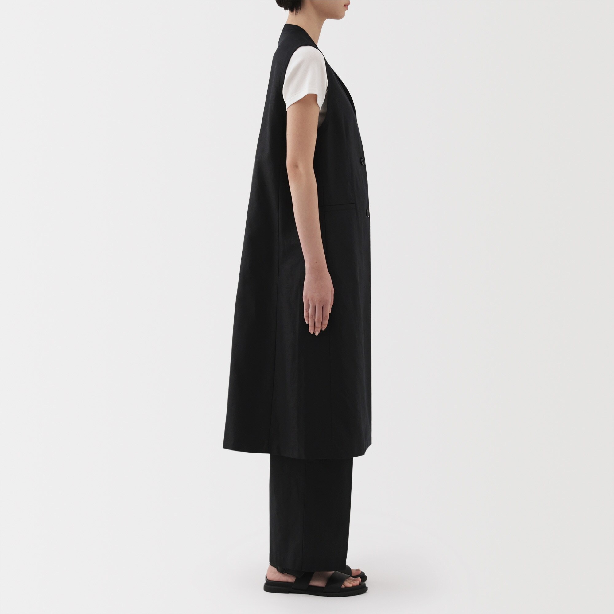 婦人　ヘンプ混　ツイル　ロングジレ