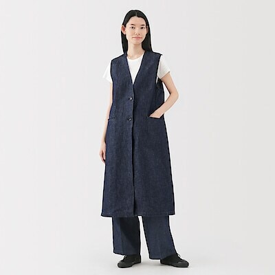 婦人 ヘンプ混 ツイル ロングジレ | 無印良品