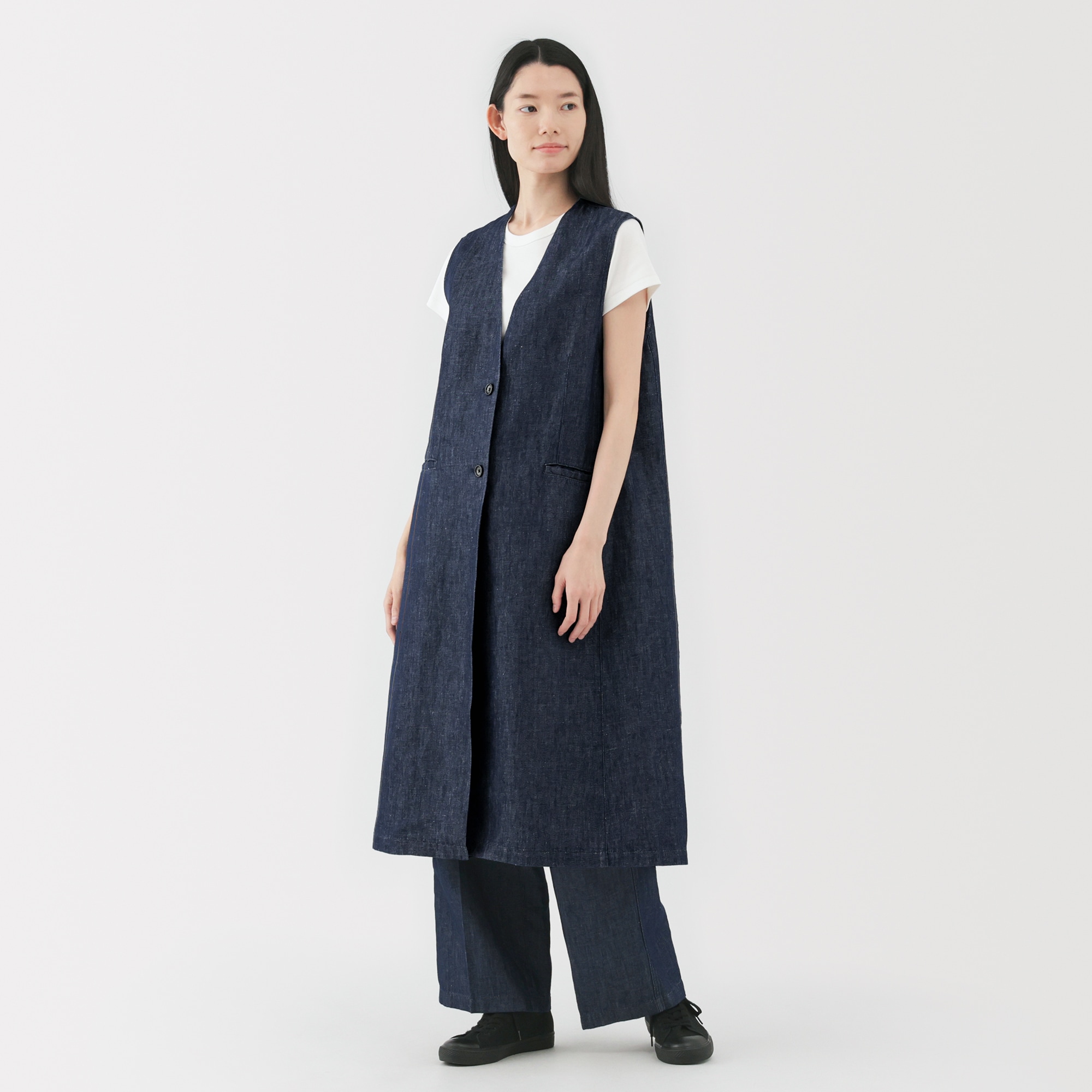 婦人 ヘンプ混 デニム ロングジレ | 無印良品