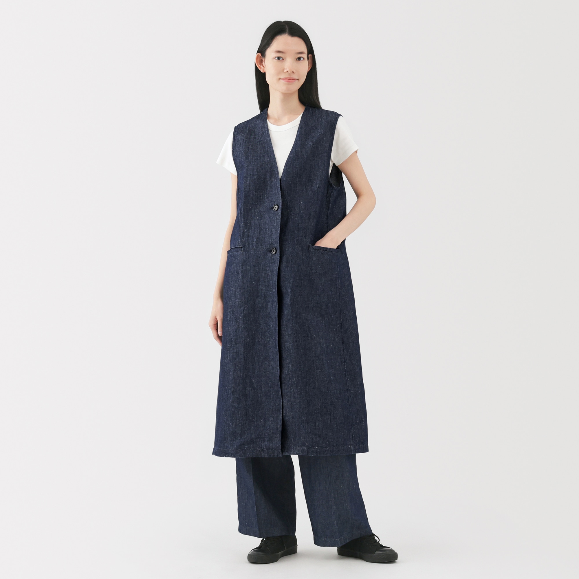 婦人 ヘンプ混 デニム ロングジレ | 無印良品