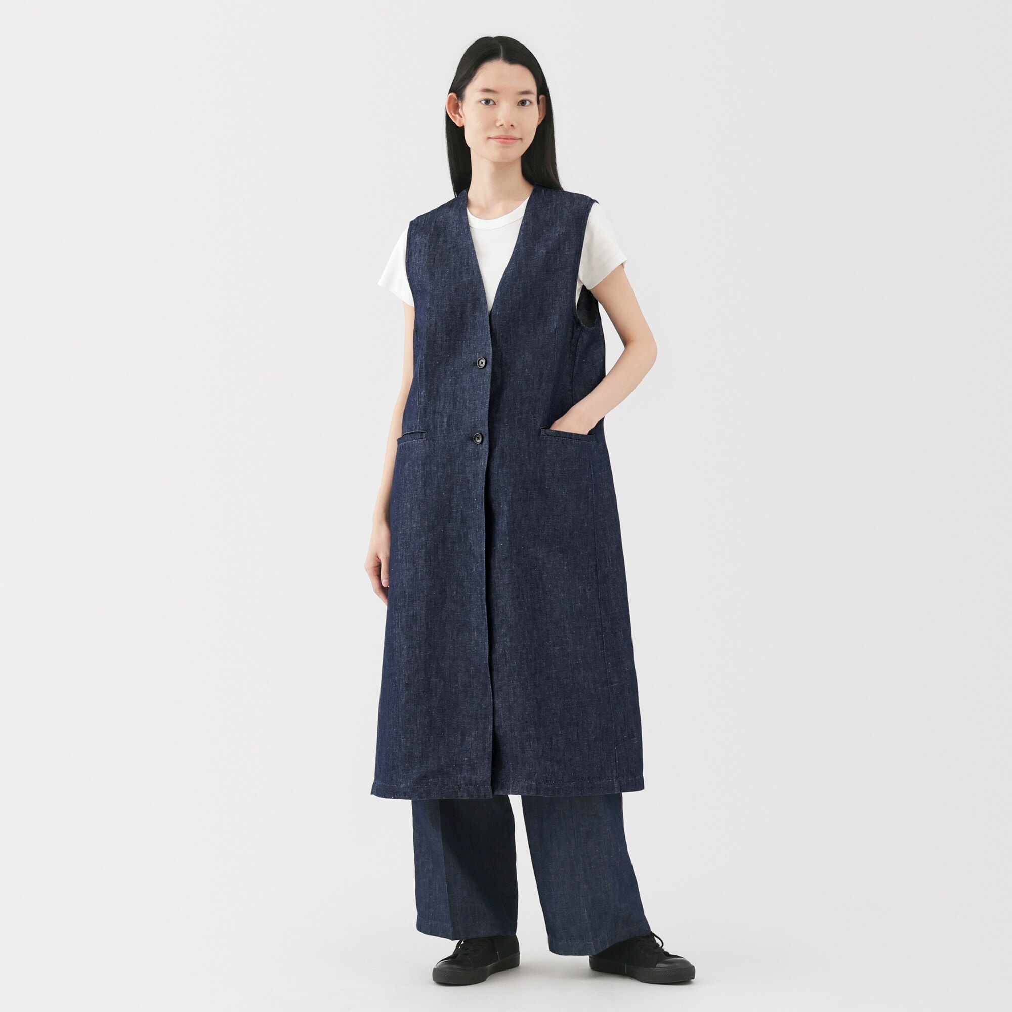 婦人 ヘンプ混 デニム ロングジレ | 無印良品