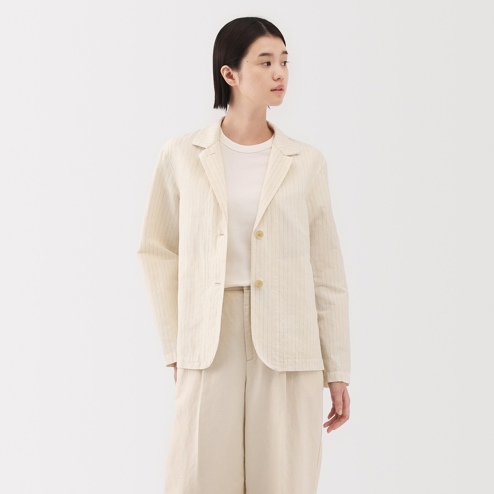 無印良品　ヘンプジャケット　M 無印良品]お洒落で紫外線対策にもなるヘンプシャツジャケットを