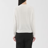 婦人　ＵＶカット強撚コットンクルーネックカーディガン