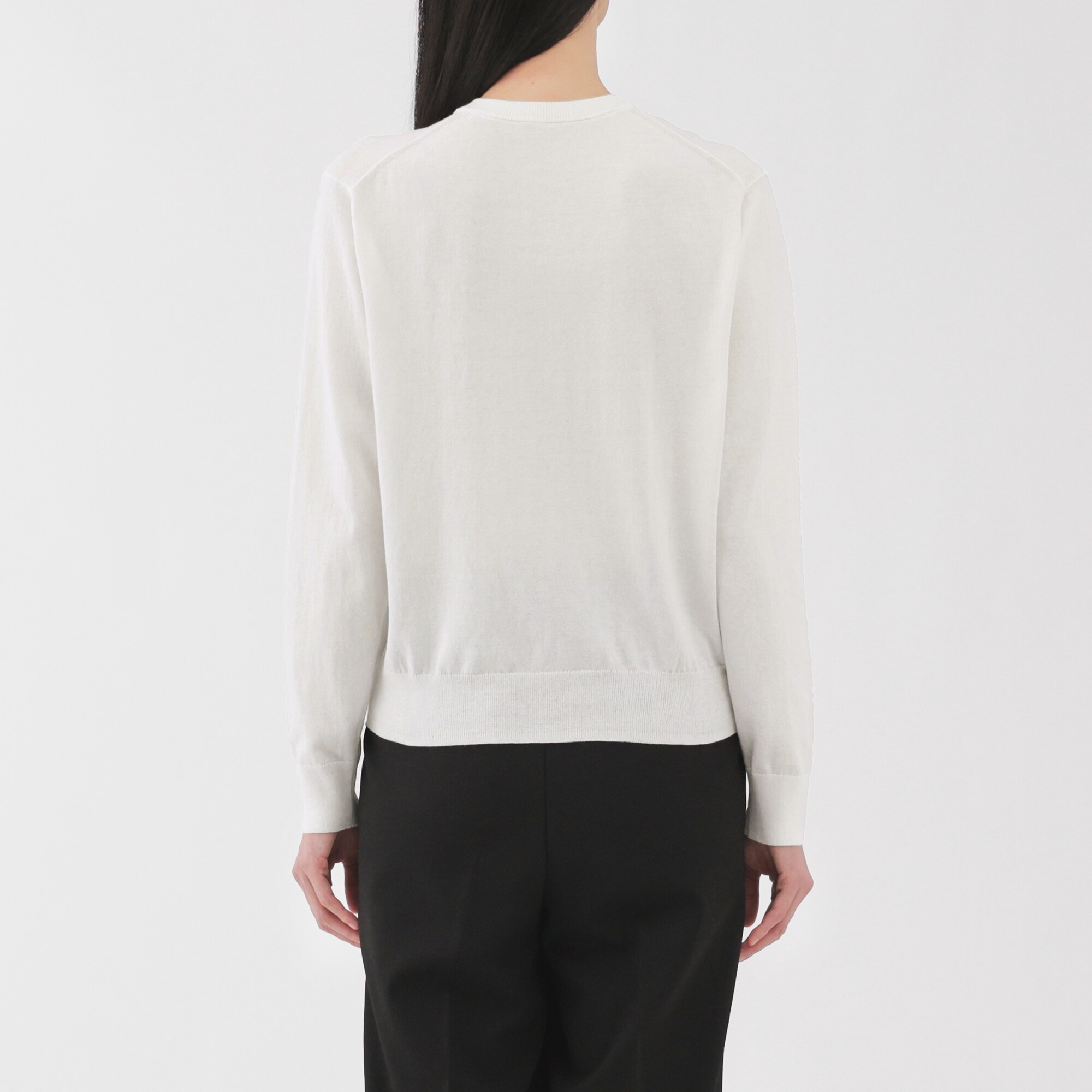 婦人　ＵＶカット強撚コットンクルーネックカーディガン