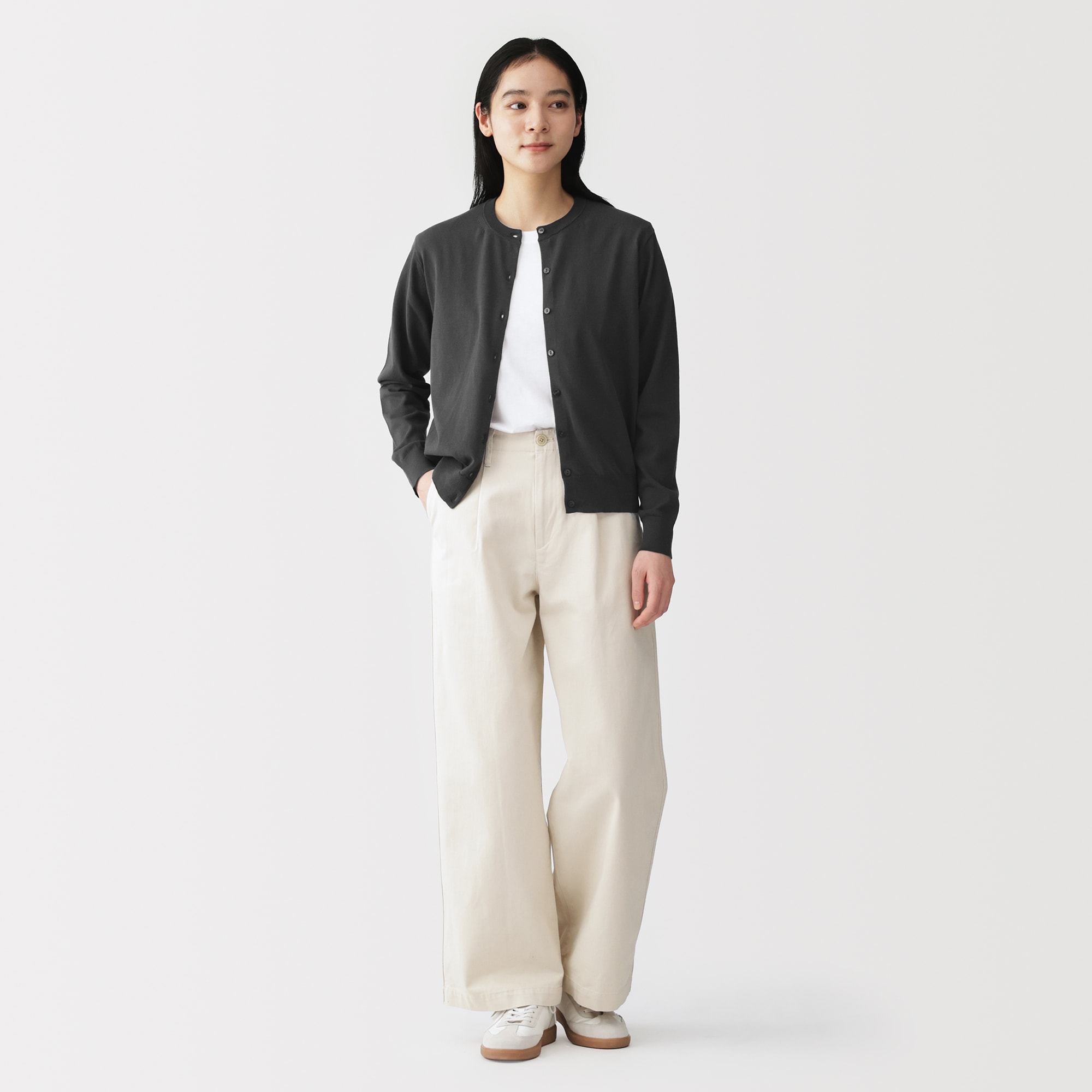 婦人 UVカット強撚コットンクルーネックカーディガン | 無印良品