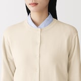 婦人　ＵＶカット強撚コットンクルーネックカーディガン
