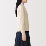 婦人　ＵＶカット強撚コットンクルーネックカーディガン