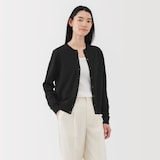 婦人　ＵＶカット強撚コットンクルーネックカーディガン