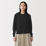 婦人　ＵＶカット強撚コットンクルーネックカーディガン