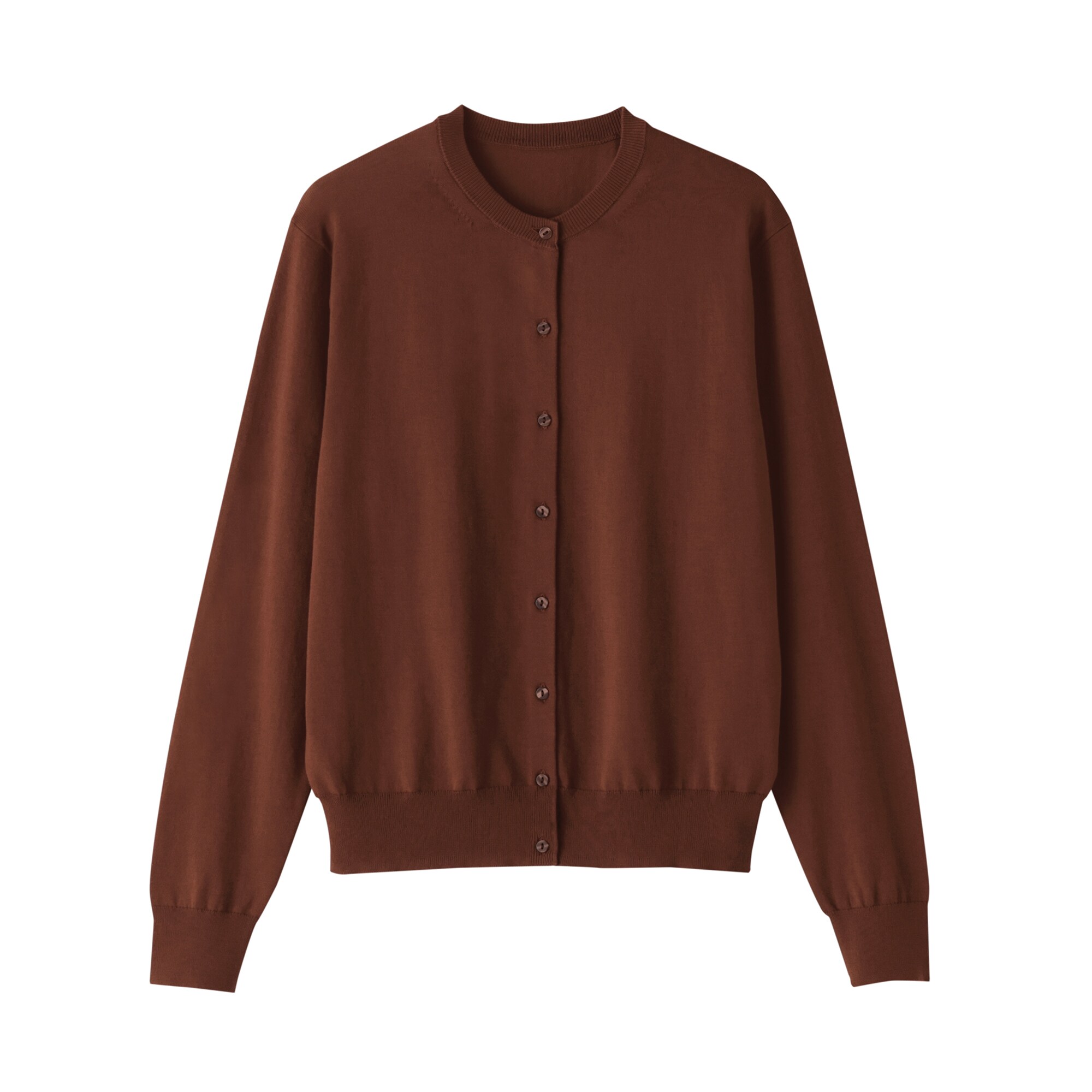 【極美品】プリーツプリーズ ラウンドネック カーディガン ブラウン Lサイズ PLEATS PLEASE ISSEY MIYAKE - プリーツプリーズイッセイミヤケ
