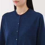 婦人　ＵＶカット強撚コットンクルーネックカーディガン