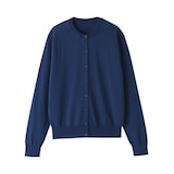 婦人　ＵＶカット強撚コットンクルーネックカーディガン