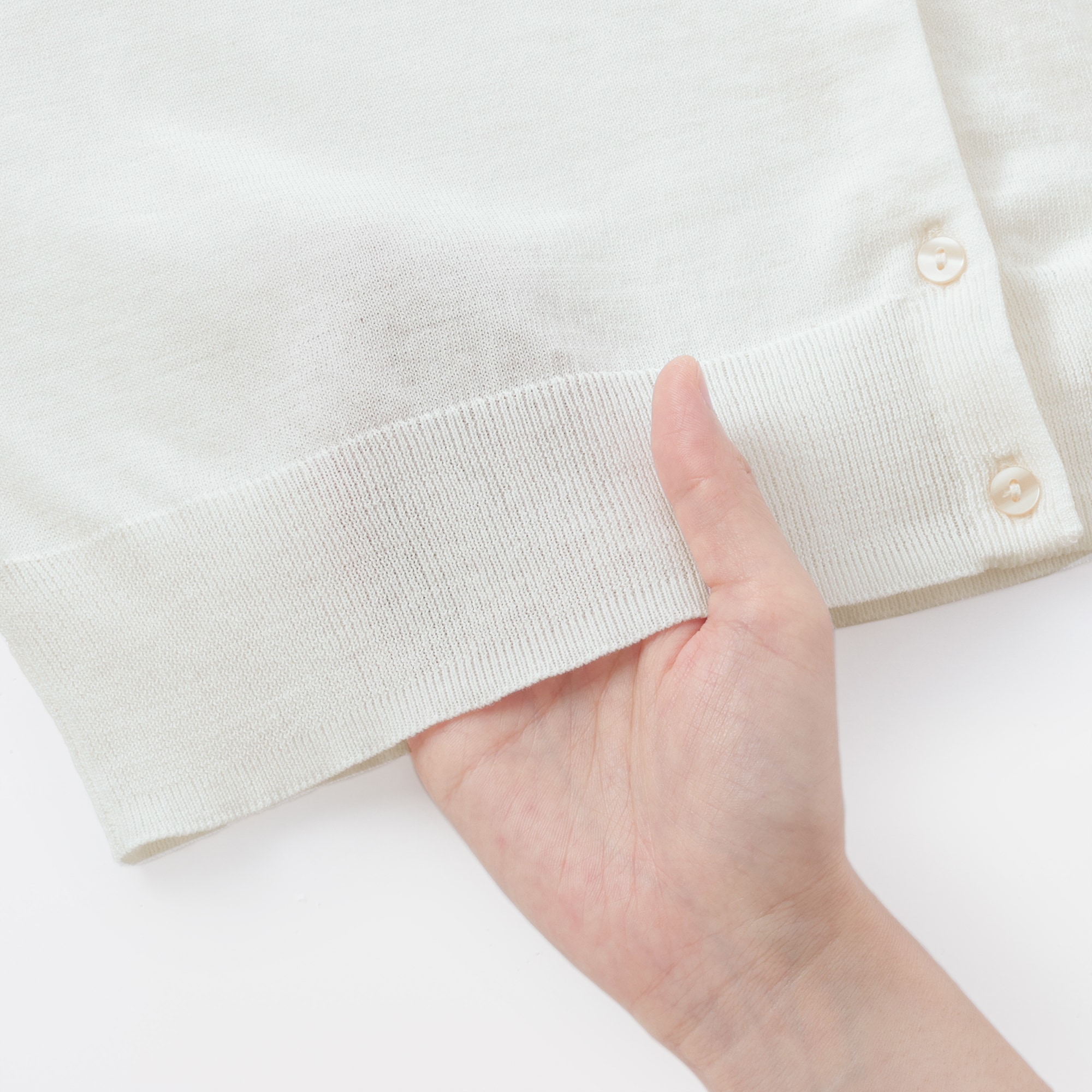 婦人　ＵＶカット強撚コットンクルーネックカーディガン