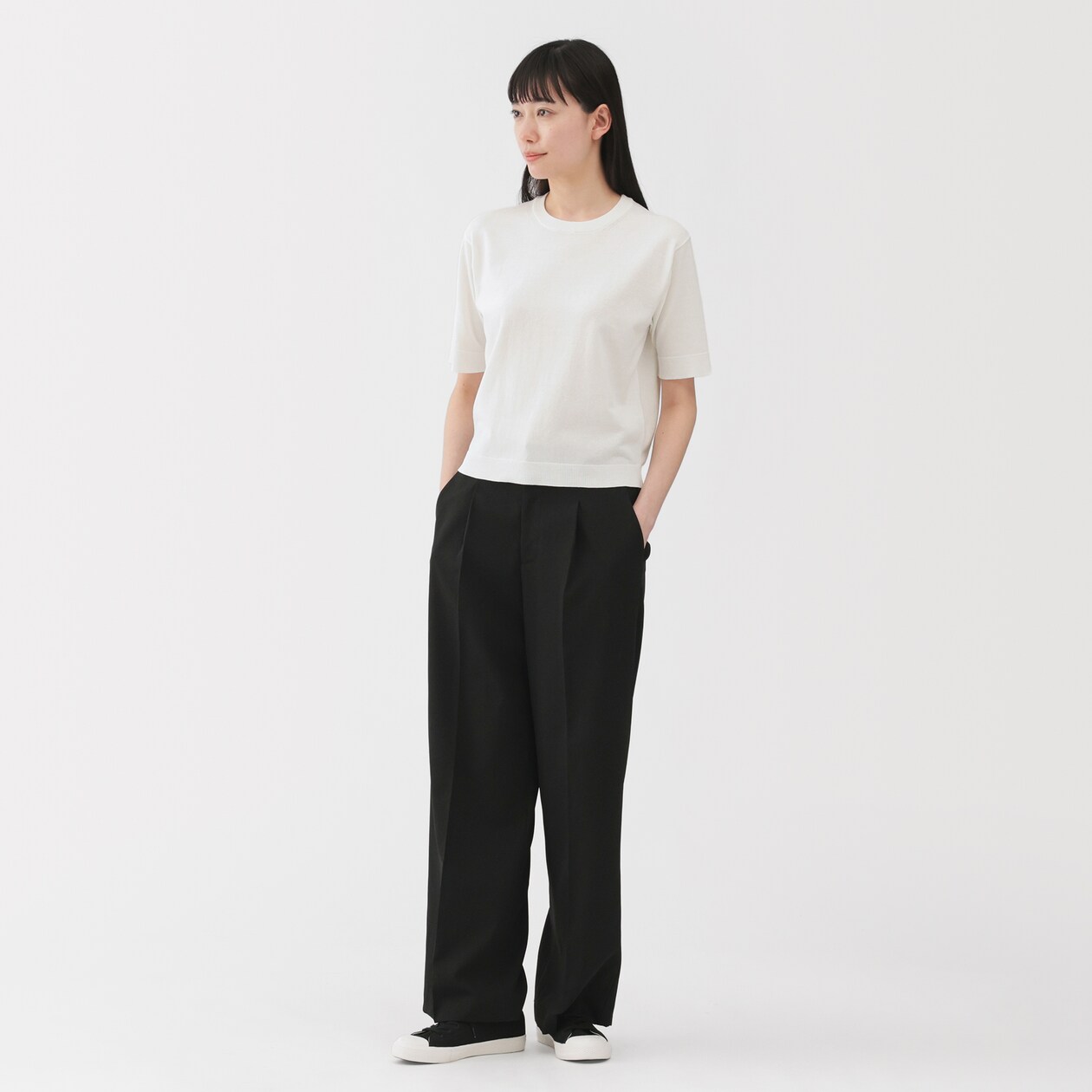 婦人　ＵＶカット強撚コットン五分袖セーター