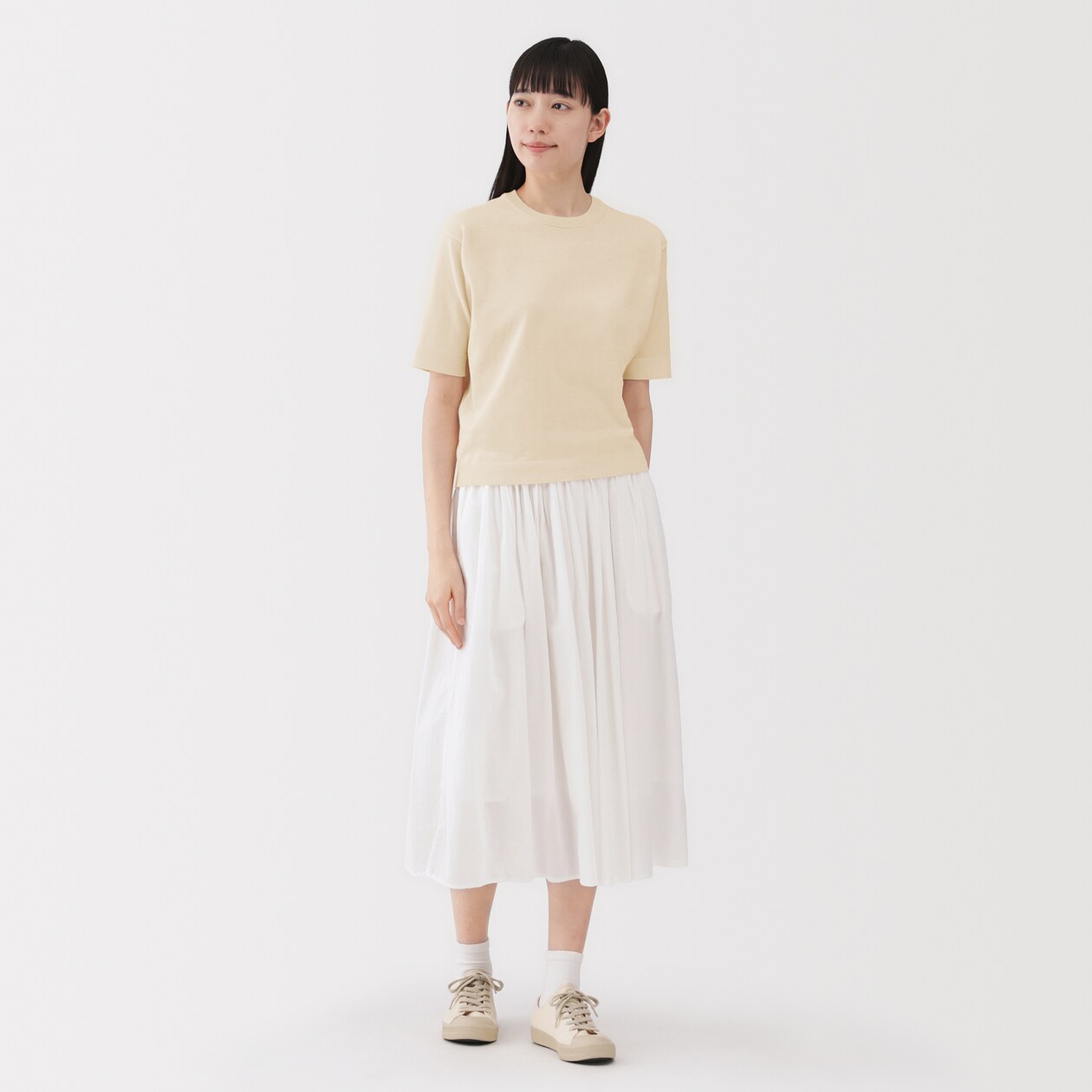 婦人　ＵＶカット強撚コットン五分袖セーター
