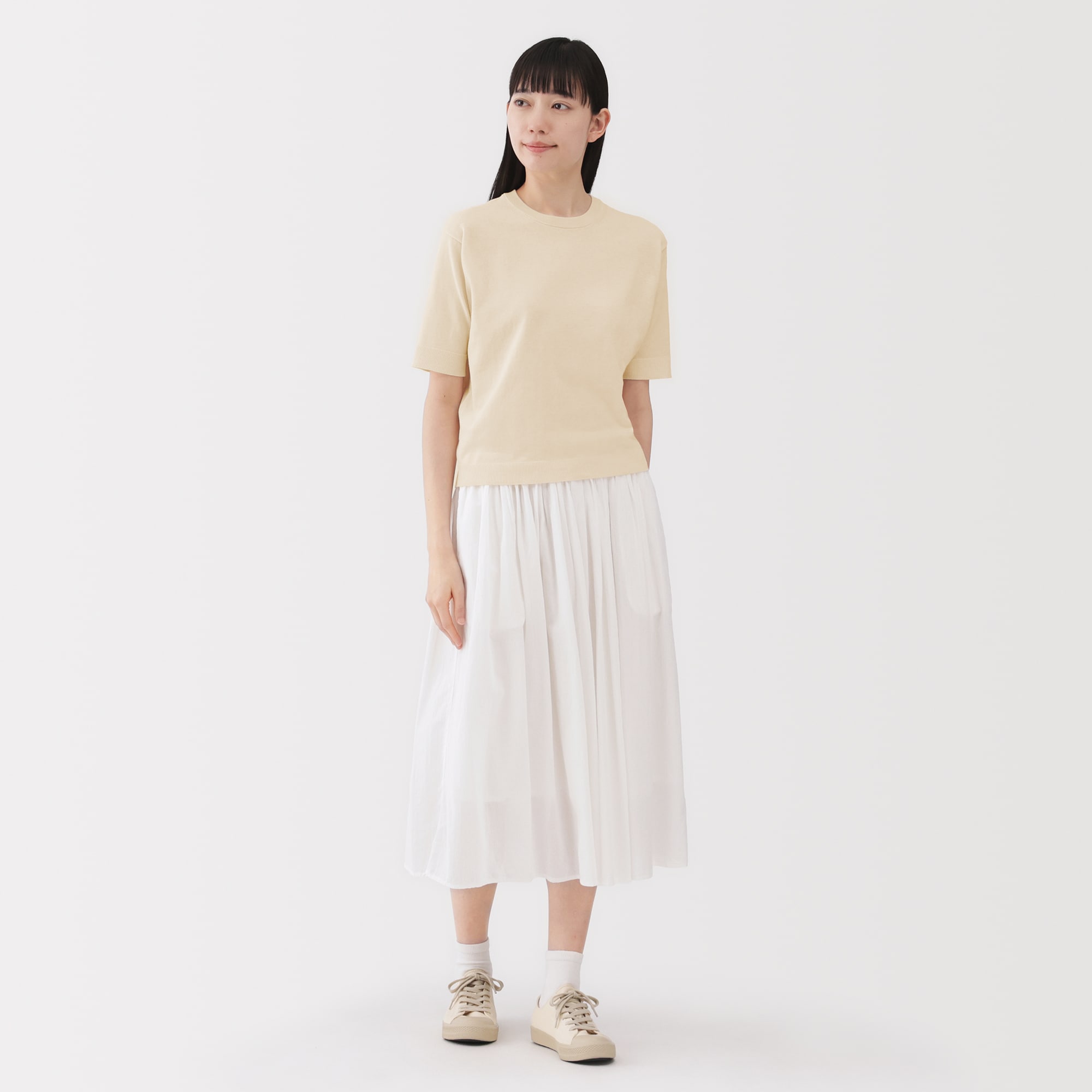 婦人　ＵＶカット強撚コットン五分袖セーター
