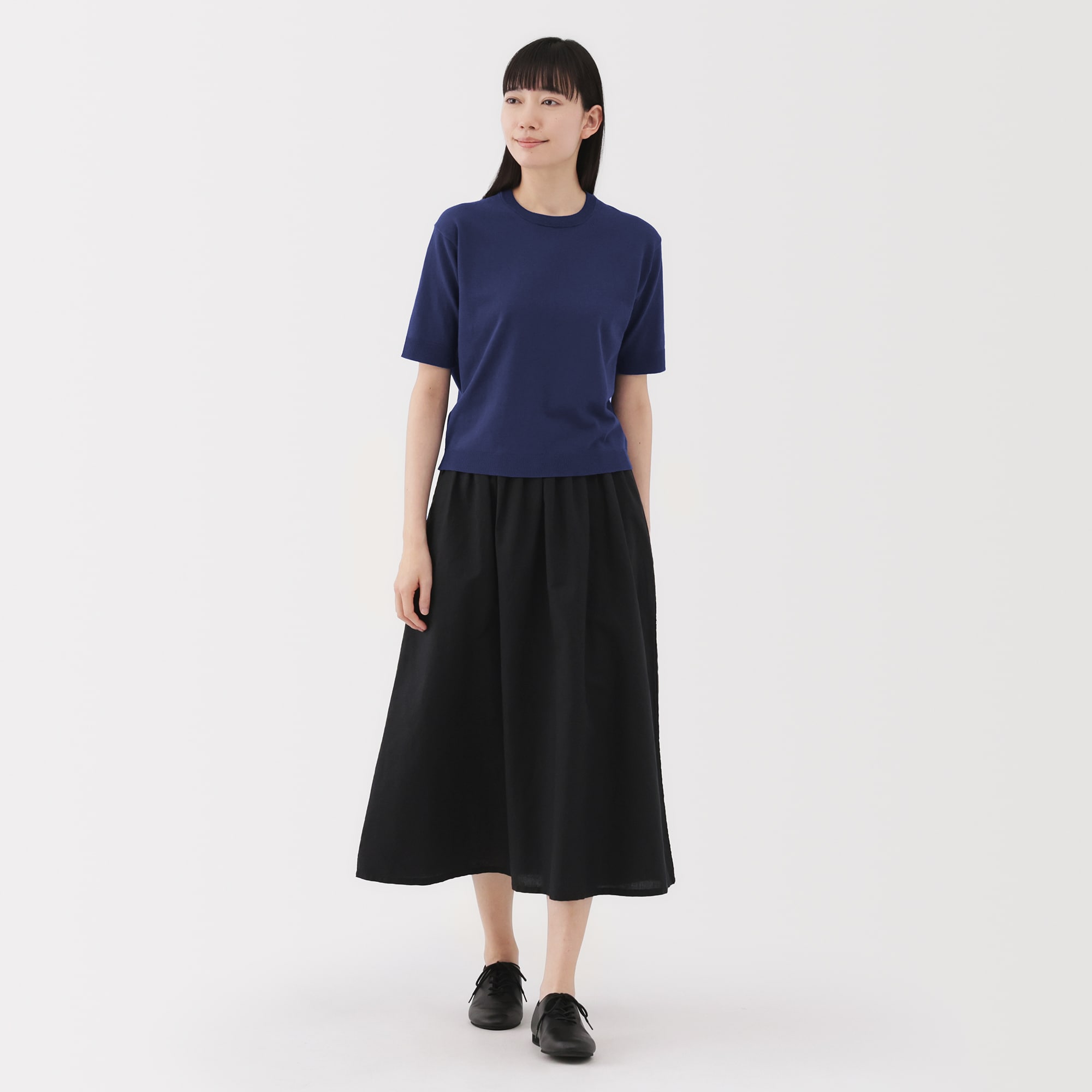 婦人　ＵＶカット強撚コットン五分袖セーター