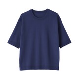婦人　ＵＶカット強撚コットン五分袖セーター