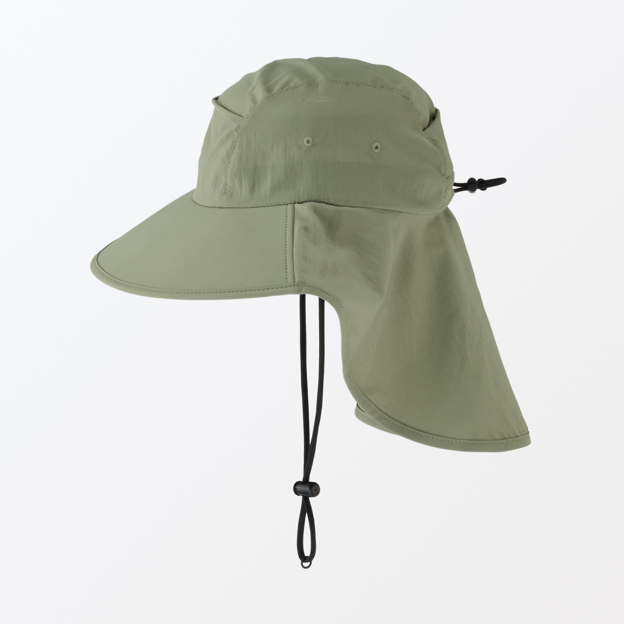 無印良品　風を通すちいさくまとまる　日除け付きハット　カーキグリーン　新品未着用 無印良品風を通すちいさくまとまる 日除け付きハット カーキ緑