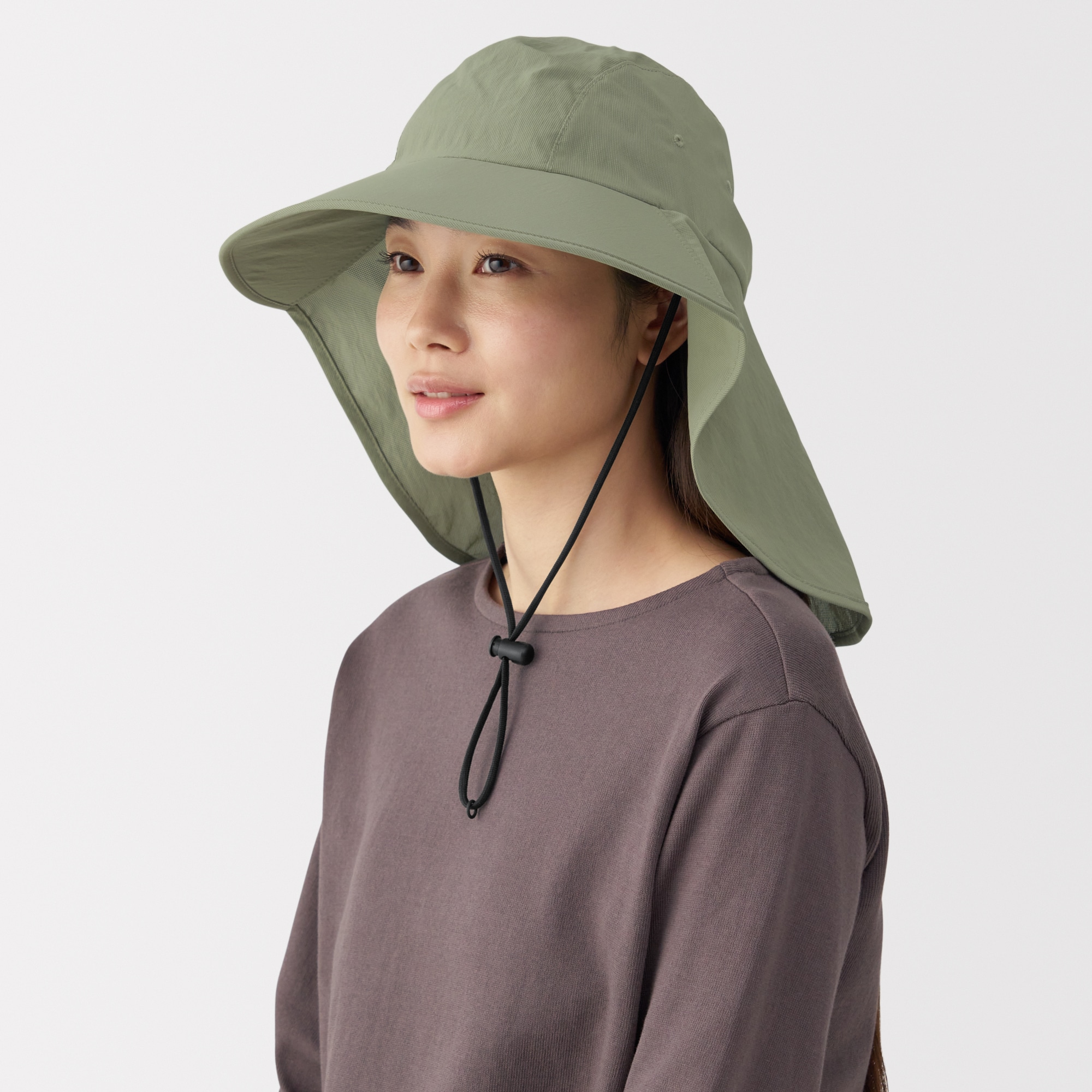 風を通す ちいさくまとまる 日除け付きハット | 無印良品