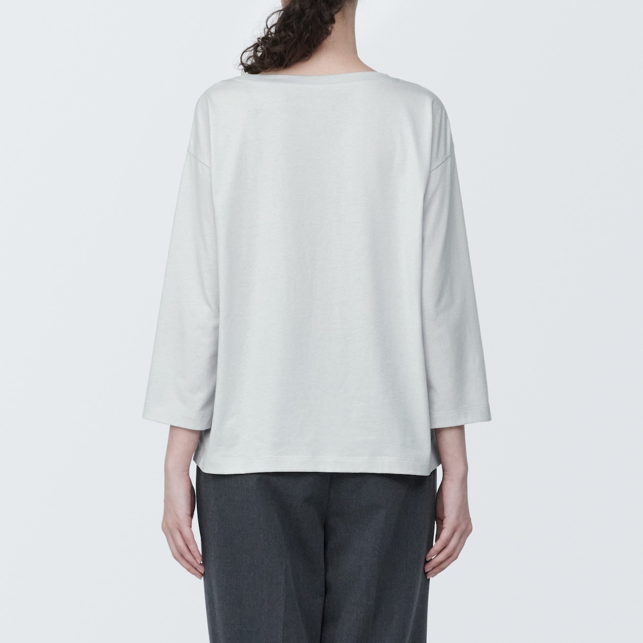 婦人　天竺編みボートネック七分袖Ｔシャツ