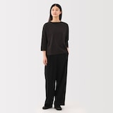 婦人　天竺編みボートネック七分袖Ｔシャツ