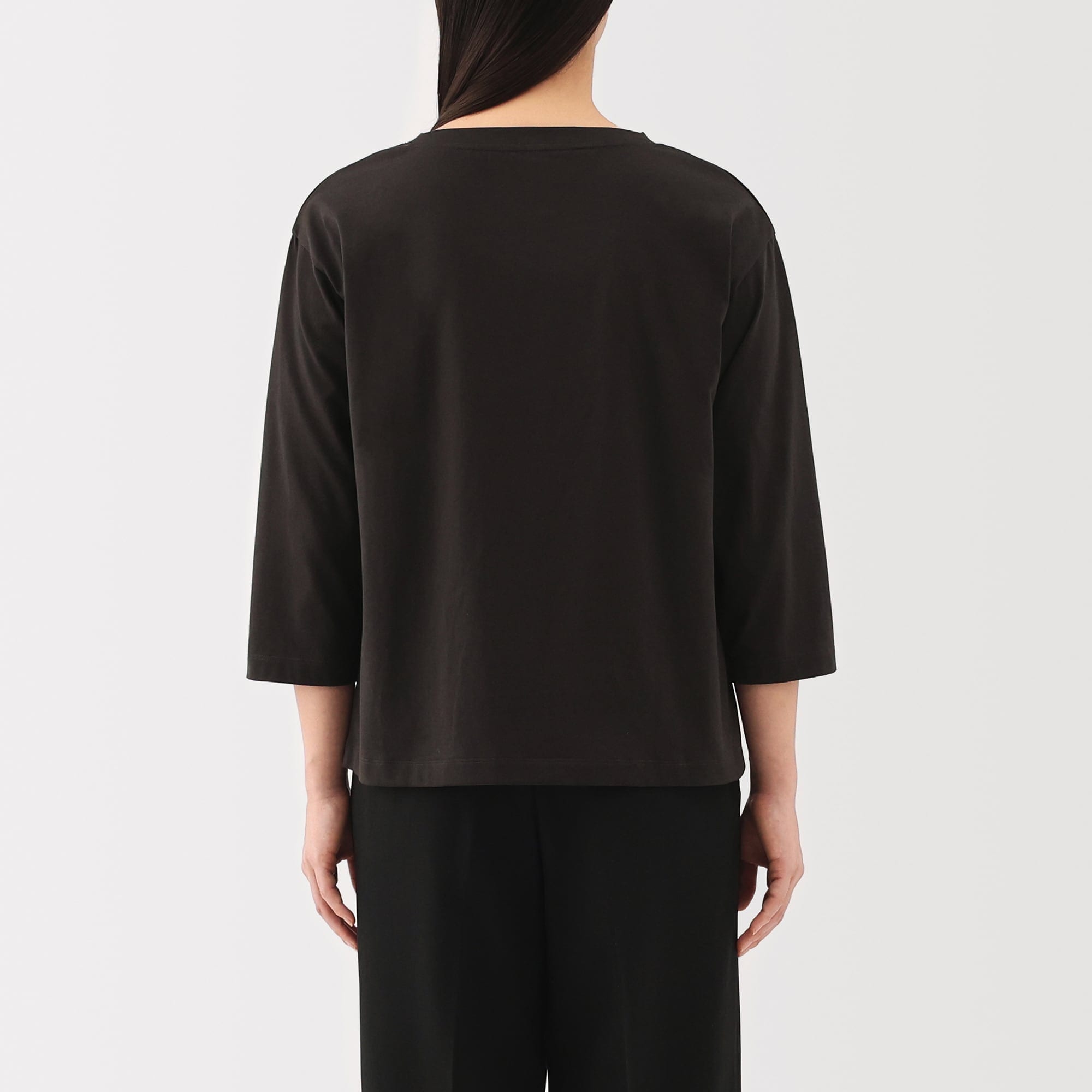 婦人　天竺編みボートネック七分袖Ｔシャツ