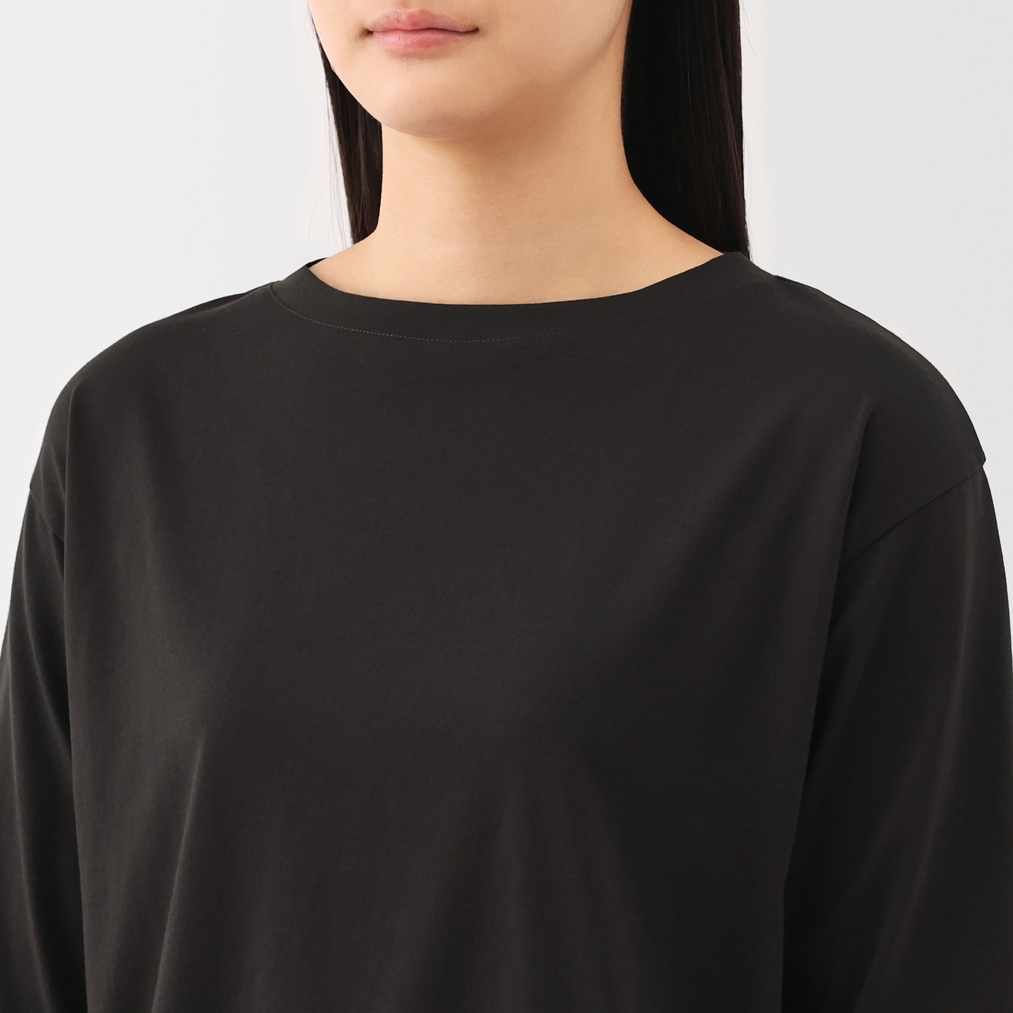 婦人　天竺編みボートネック七分袖Ｔシャツ