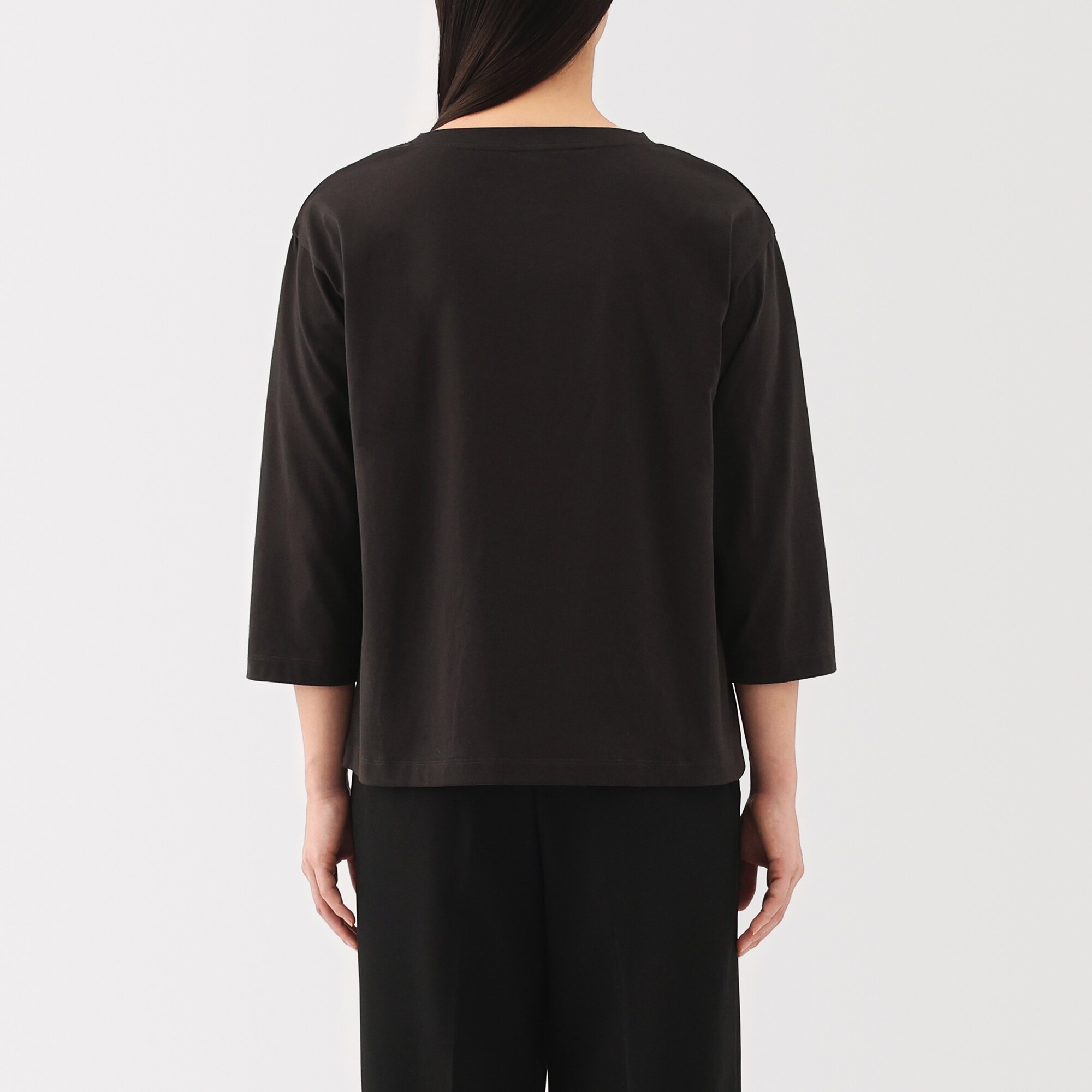 婦人　天竺編みボートネック七分袖Ｔシャツ