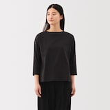 婦人　天竺編みボートネック七分袖Ｔシャツ