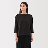 婦人　天竺編みボートネック七分袖Ｔシャツ