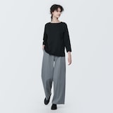 婦人　天竺編みボートネック七分袖Ｔシャツ