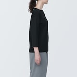 婦人　天竺編みボートネック七分袖Ｔシャツ