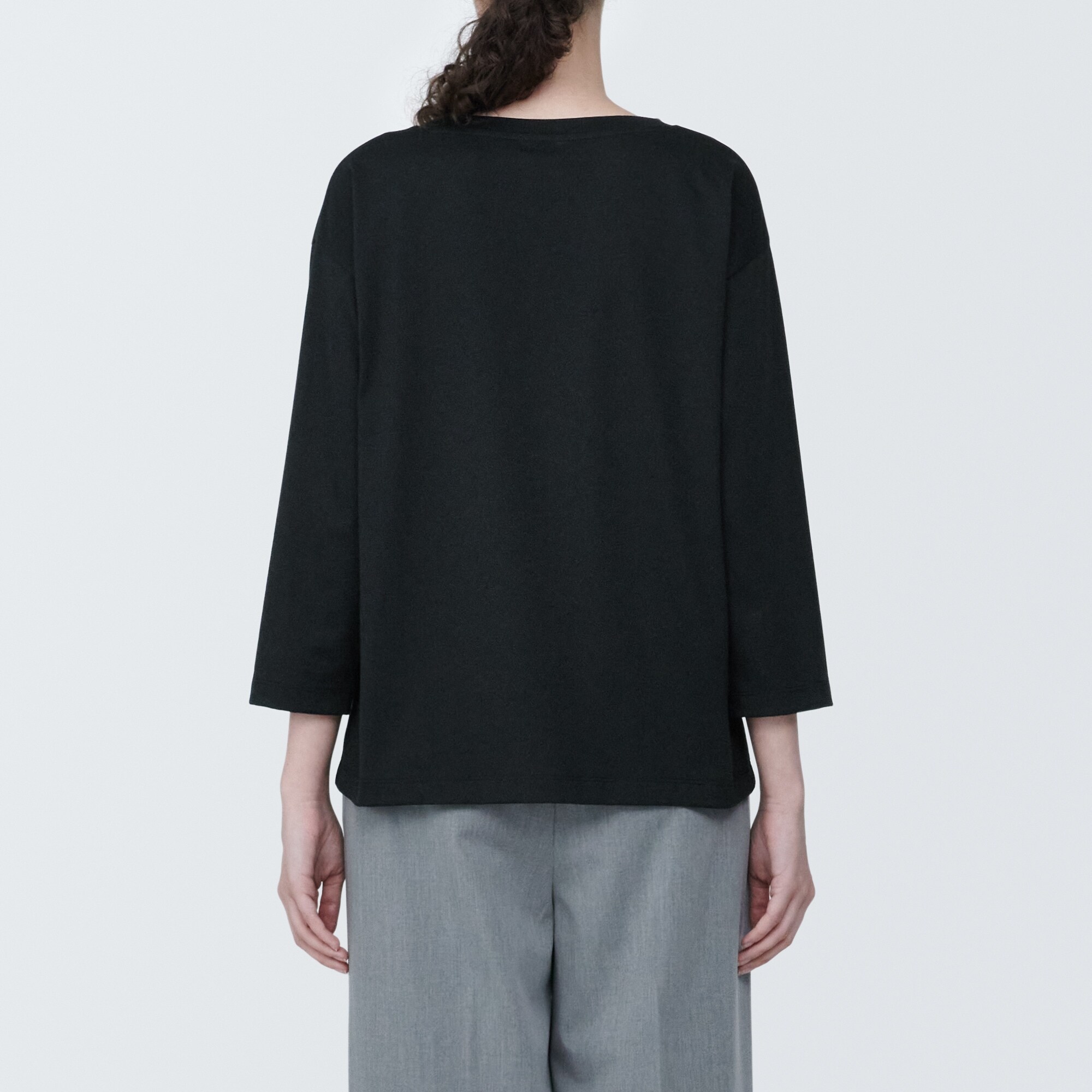 婦人　天竺編みボートネック七分袖Ｔシャツ