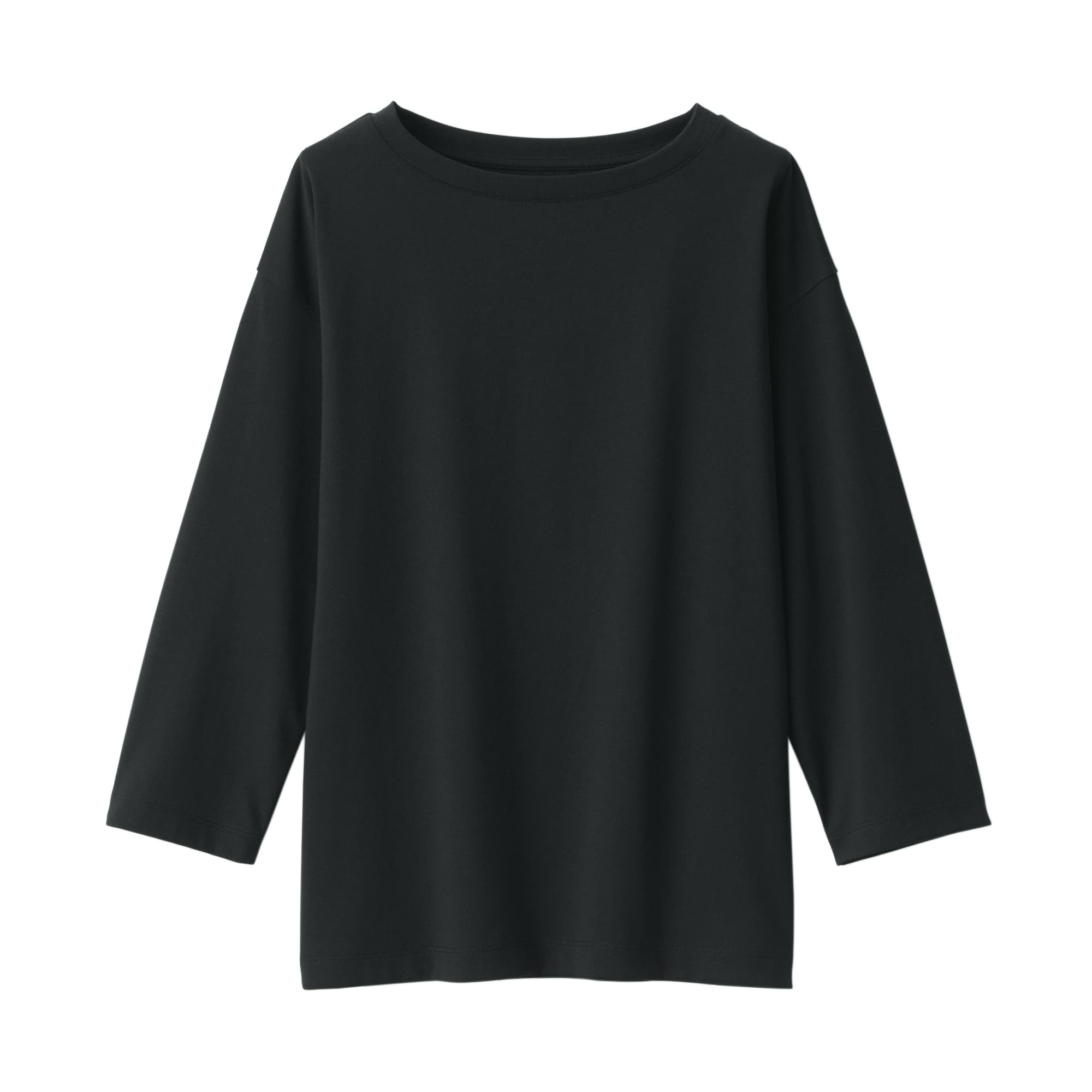 婦人　天竺編みボートネック七分袖Ｔシャツ