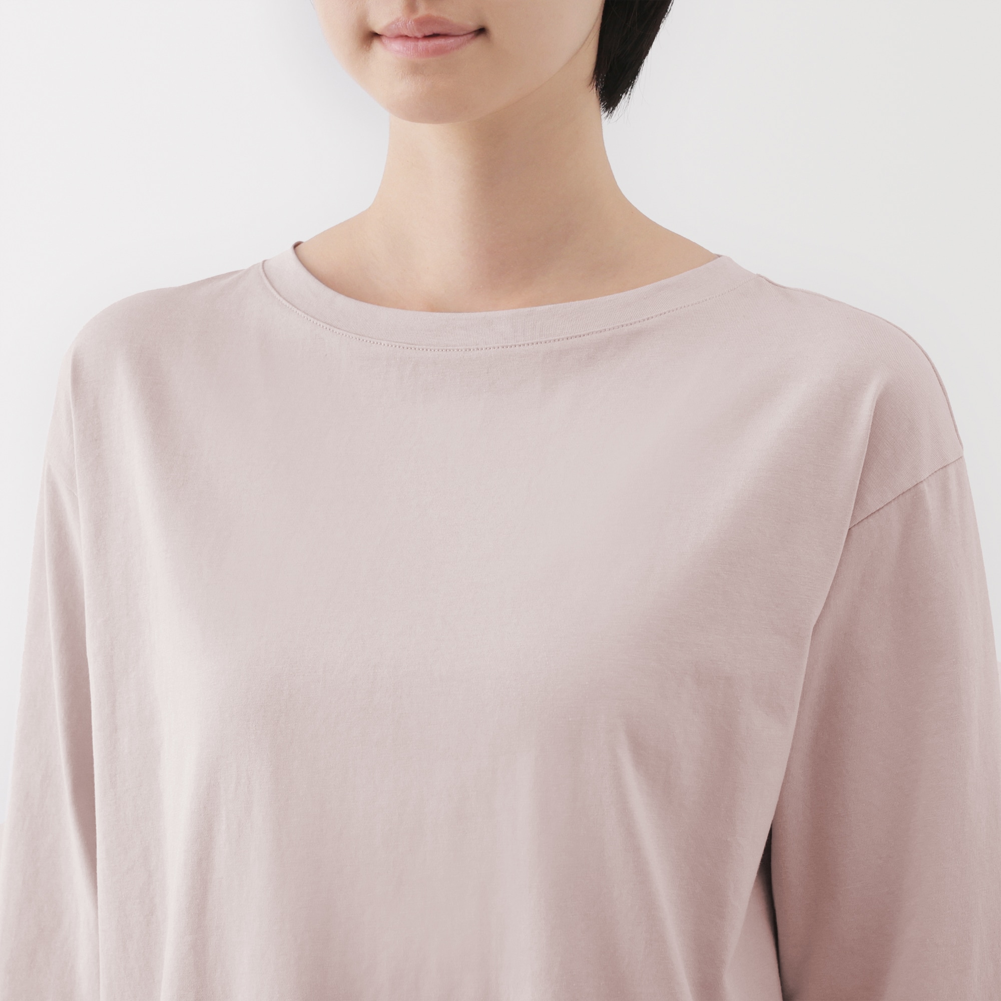 婦人　天竺編みボートネック七分袖Ｔシャツ