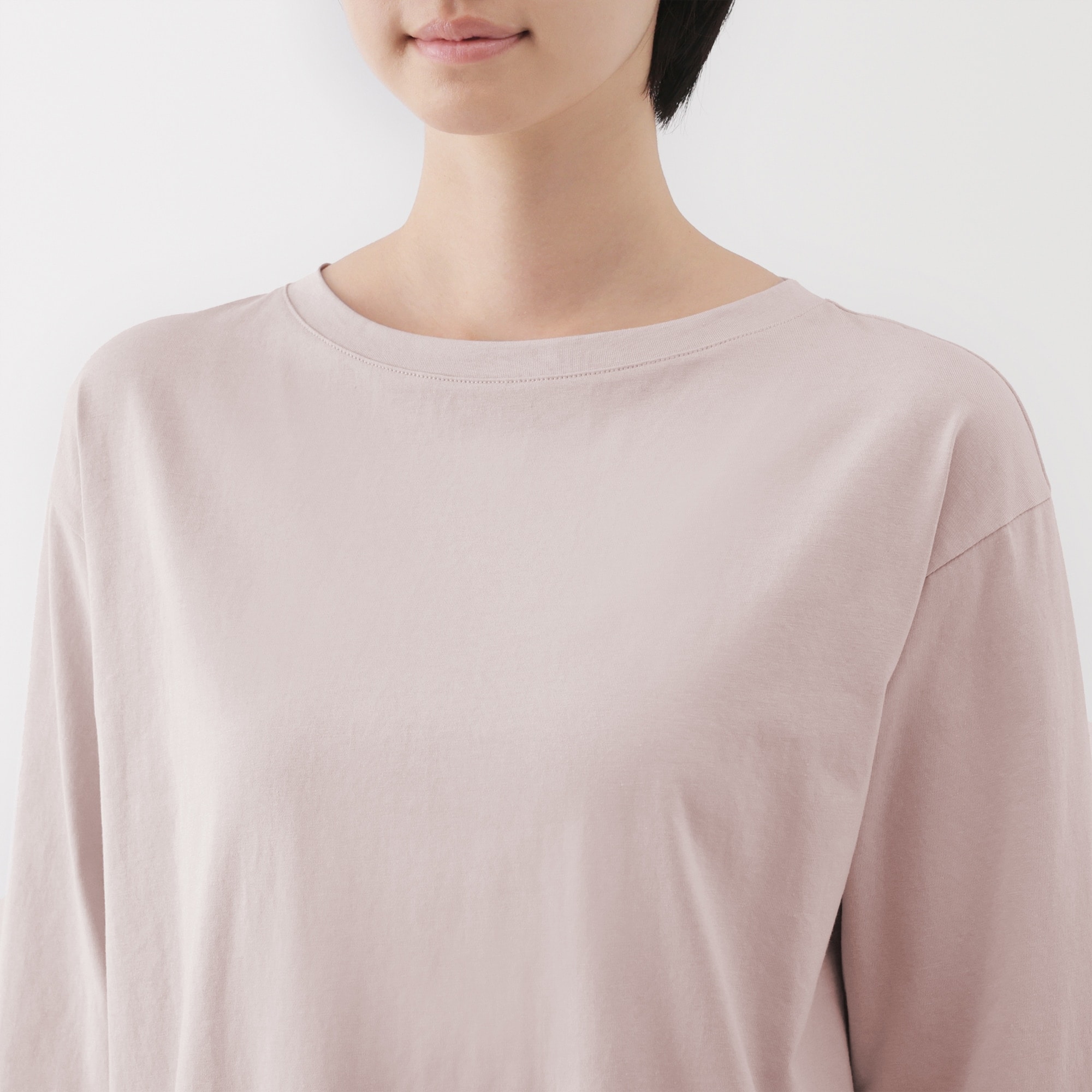 婦人　天竺編みボートネック七分袖Ｔシャツ