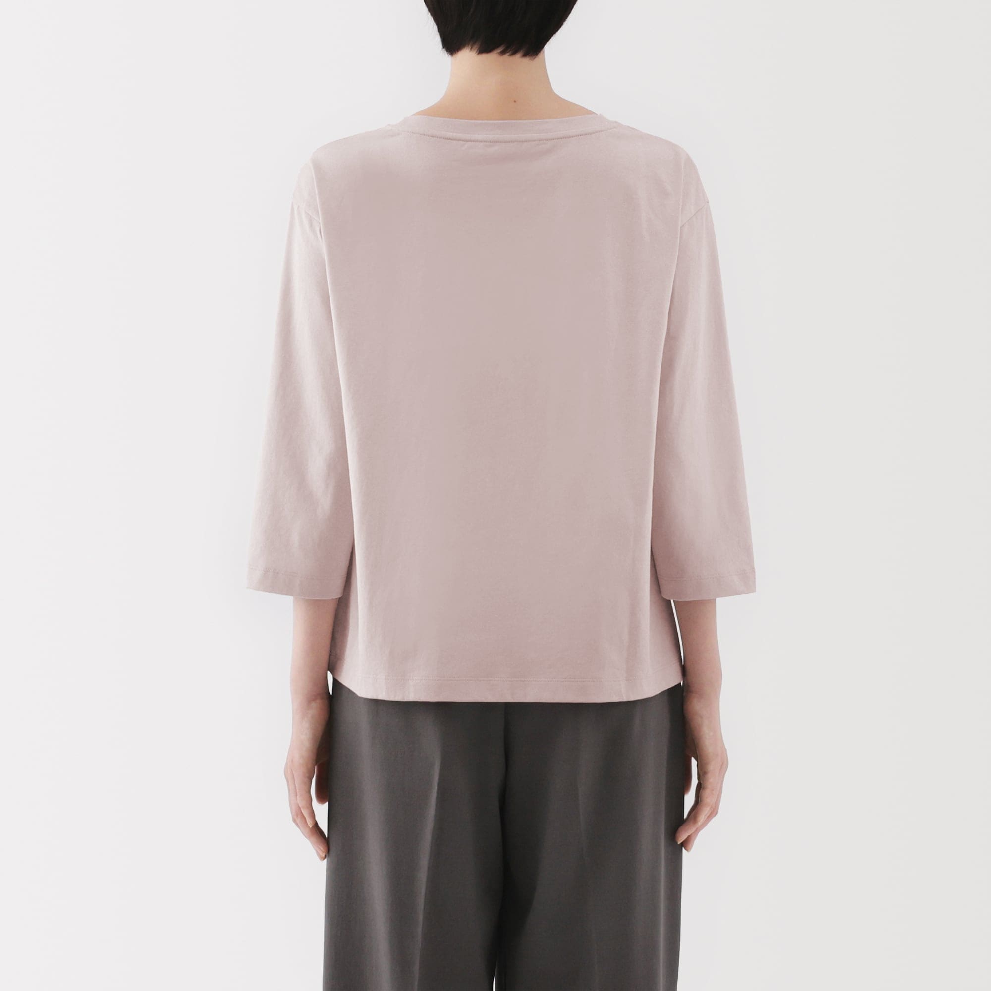 婦人　天竺編みボートネック七分袖Ｔシャツ