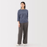 婦人　天竺編みボートネック七分袖Ｔシャツ