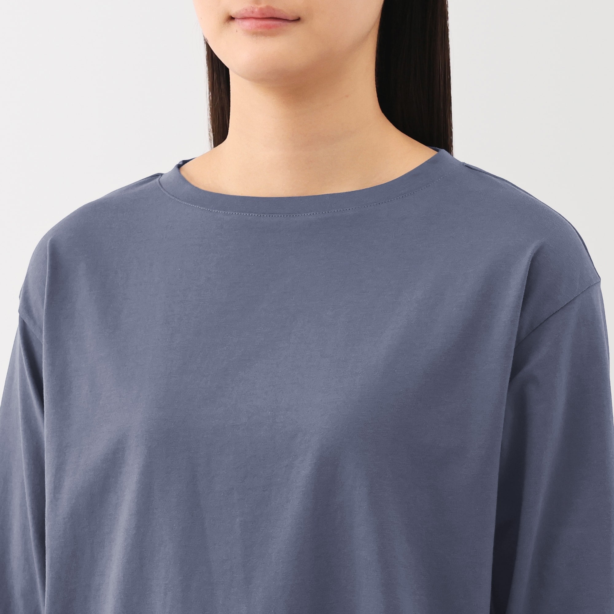 婦人　天竺編みボートネック七分袖Ｔシャツ